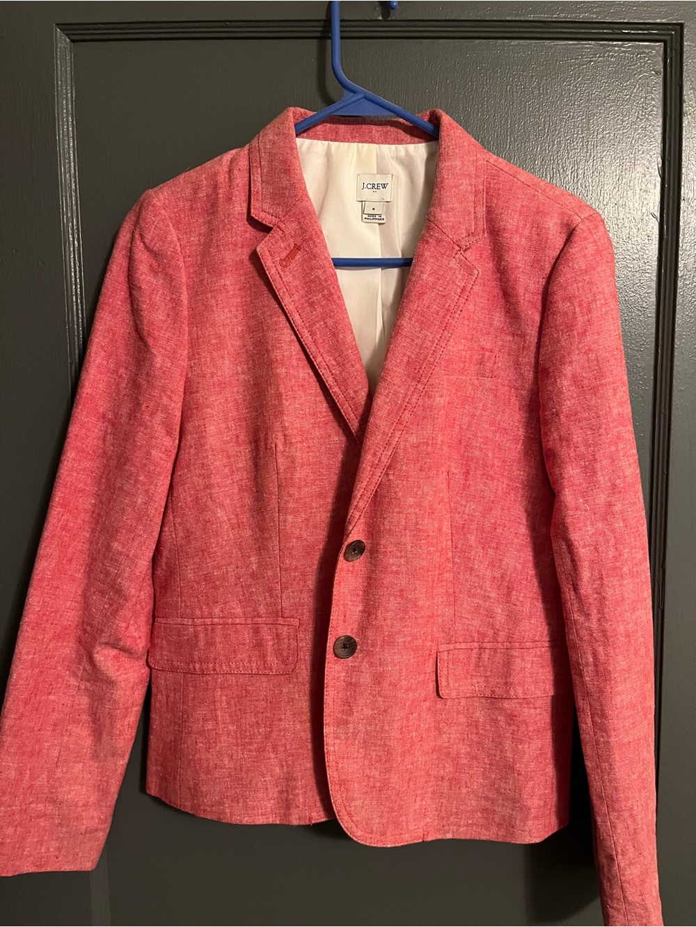 J. Crew-Pink Linen-Blend Blazer